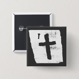 Grungy Christelijk Cross Vierkante Button 5,1 Cm