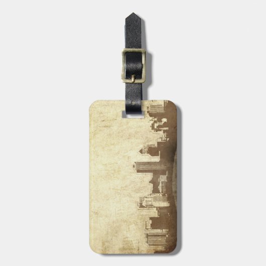 Grungy city background bagagelabel (Voorkant verticaal)