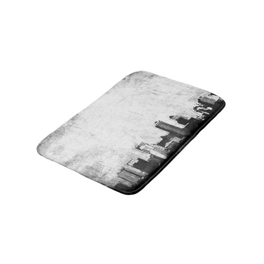 Grungy city background in zwart-wit badmat (Gekanteld)