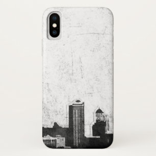Grungy city background in zwart-wit Case-Mate iPhone case