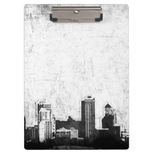 Grungy city background in zwart-wit klembord