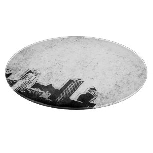 Grungy city background in zwart-wit snijplank