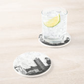 Grungy city background in zwart-wit zandsteen onderzetter (Zijkant)