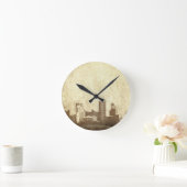 Grungy city background ronde klok (Huis)