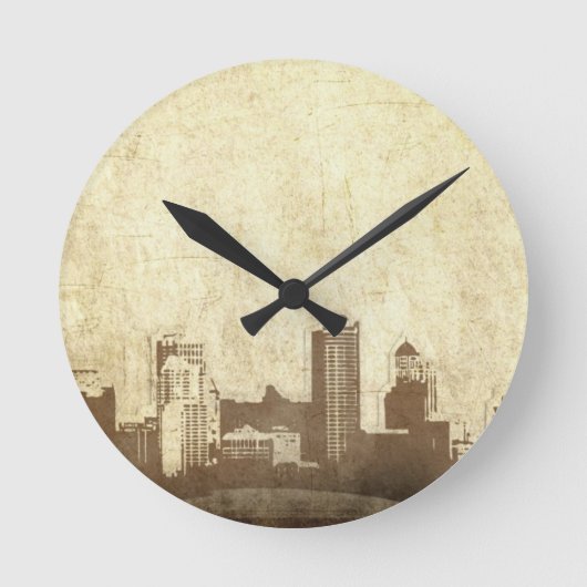 Grungy city background ronde klok (Voorkant)
