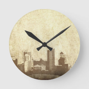 Grungy city background ronde klok