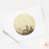 Grungy city background ronde sticker (Envelop)