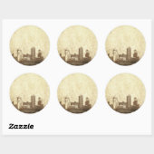 Grungy city background ronde sticker (Vel)