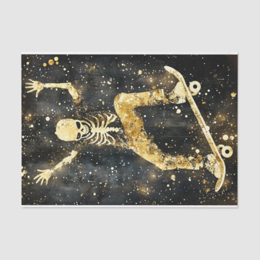Grungy Cool Skeleton Skateboarding AK2 Decoupage Tissuepapier (Voorkant)