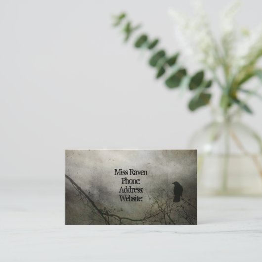 Grungy Crow en Moon Visitekaartje (Staand voorkant)