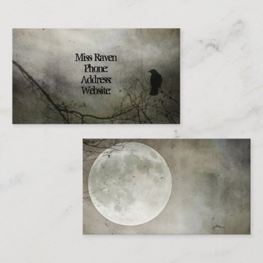 Grungy Crow en Moon Visitekaartje (Voorkant / Achterkant)