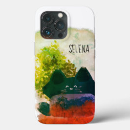 Grungy Cute Cartoon Hidden Fluffy Cat Case-Mate iPhone Case