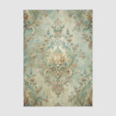 Grungy Damask Pattern in Shades of Teal & Beige Tissuepapier (Voorkant)