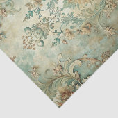 Grungy Damask Pattern in Shades of Teal & Beige Tissuepapier (Detail)