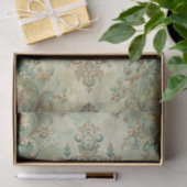 Grungy Damask Pattern in Shades of Teal & Beige Tissuepapier (Geschenk)