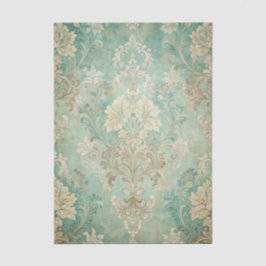 Grungy Damask Pattern in Shades of Teal Blues Tissuepapier