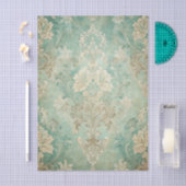 Grungy Damask Pattern in Shades of Teal Blues Tissuepapier (Craft)
