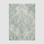 Grungy Damask Pattern in Shades of Teal Green Tissuepapier (Voorkant)