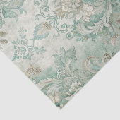 Grungy Damask Pattern in Shades of Teal Green Tissuepapier (Detail)