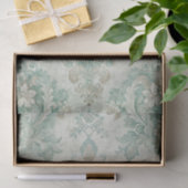 Grungy Damask Pattern in Shades of Teal Green Tissuepapier (Geschenk)