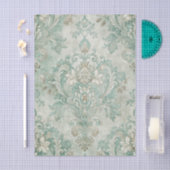 Grungy Damask Pattern in Shades of Teal Green Tissuepapier (Craft)