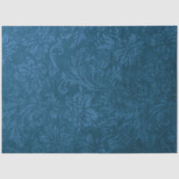 Grungy Deep Blue Floral Damask