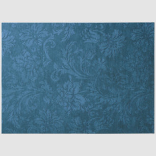  Grungy Deep Blue Floral Damask Tissuepapier
