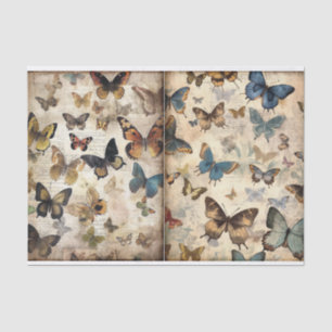  Grungy Distressed Butterflies - Twee pagina's Tissuepapier