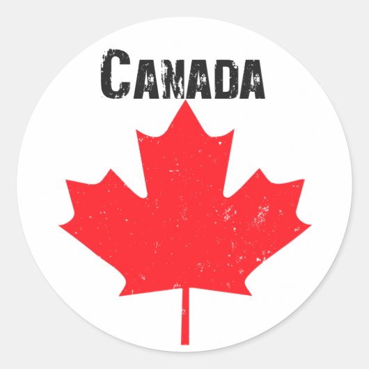 Grungy esdoornblad ontwerp ronde sticker (Voorkant)