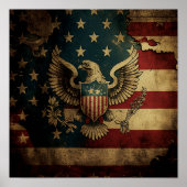 Grungy Flag met Eagle Poster (Voorkant)