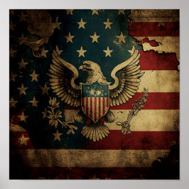 Grungy Flag met Eagle Poster