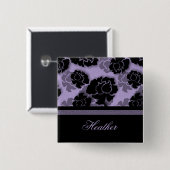 Grungy Floral Decadence Button, Lavender Vierkante Button 5,1 Cm (Voorkant /achterkant)