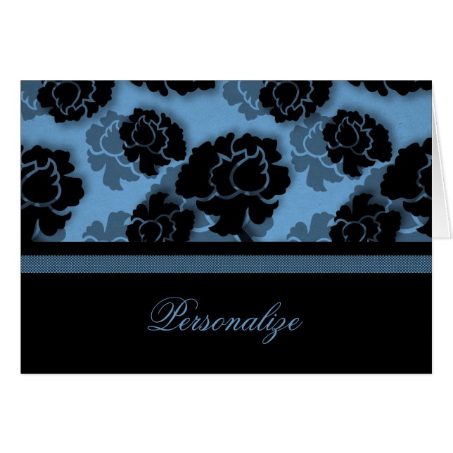 Grungy Floral Decadence  Kaart, blauw (Voorkant Horizontaal)