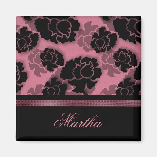 Grungy Floral Decadence Magnet, Roze Magneet (Voorkant)