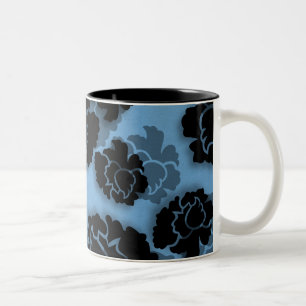 Grungy Floral Decadence Mok, Light Blue Tweekleurige Koffiemok