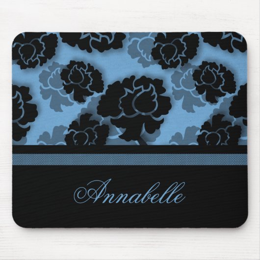 Grungy Floral Decadence Mousepad, Light Blue Muismat (Voorkant)