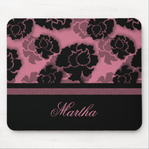 Grungy Floral Decadence Mousepad, Roze Muismat