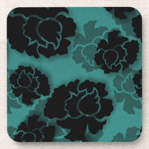 Grungy Floral Decadence Onderzetter Set, Blauwgroe