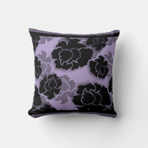 Grungy Floral Decadence Pillow, Lila Kussen