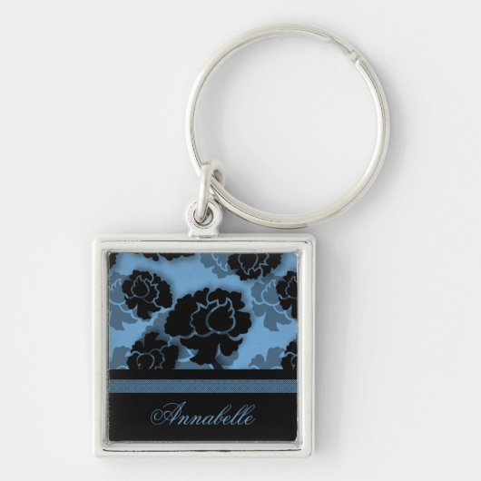 Grungy Floral Decadence Sleutelhanger, Light Blue Sleutelhanger (Voorkant)
