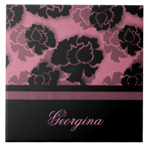 Grungy Floral Decadence Tegel, roze Tegeltje