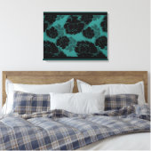 Grungy Floral Decadence Wrapped Canvas, Blauwgroen Canvas Afdruk (Insitu (Slaapkamer))