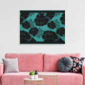 Grungy Floral Decadence Wrapped Canvas, Blauwgroen Canvas Afdruk (Insitu (Woonkamer))