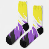 Grungy Funky ZigZag Abstract Nonbinaire Pride Vlag Sokken (Links)