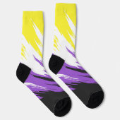 Grungy Funky ZigZag Abstract Nonbinaire Pride Vlag Sokken (Rechts)