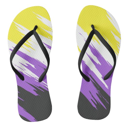 Grungy Funky ZigZag Abstract Nonbinaire Pride Vlag Teenslippers (Voetbed)