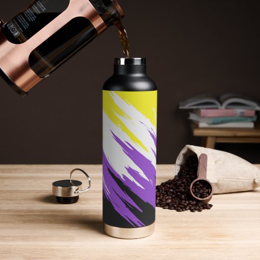 Grungy Funky ZigZag Abstract Nonbinaire Pride-vlag Waterfles (Koffie)