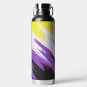 Grungy Funky ZigZag Abstract Nonbinaire Pride-vlag Waterfles (Voorkant)