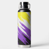 Grungy Funky ZigZag Abstract Nonbinaire Pride-vlag Waterfles (Achterkant)