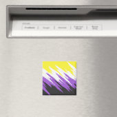 Grungy Funky ZigZag Abstract Nonbinaire Vlag Magneet (Insitu (Vaatwasser))